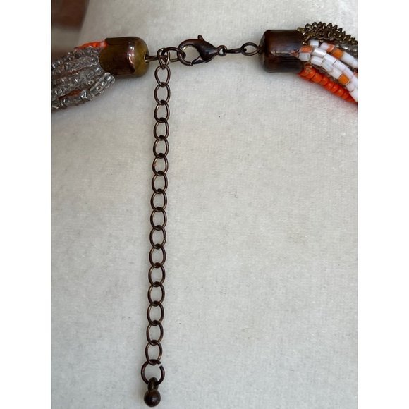 Shades of Orange 20 Strand Torsade Statement Necklace - Picture 7 of 8